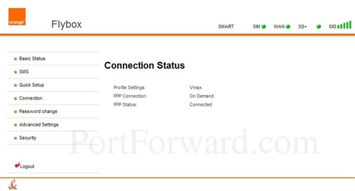 Huawei B970 - Orange Flybox Connection Status