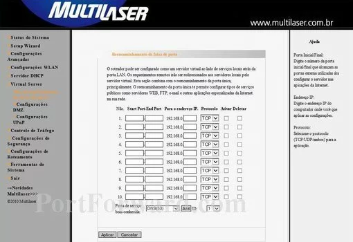 Multilaser RE024 port forward