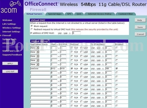 3com 3CRWER300-73 port forward