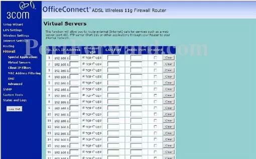 3com WL540 port forward