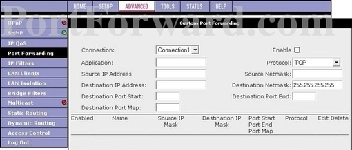 ADDON GWAR3000 port forward