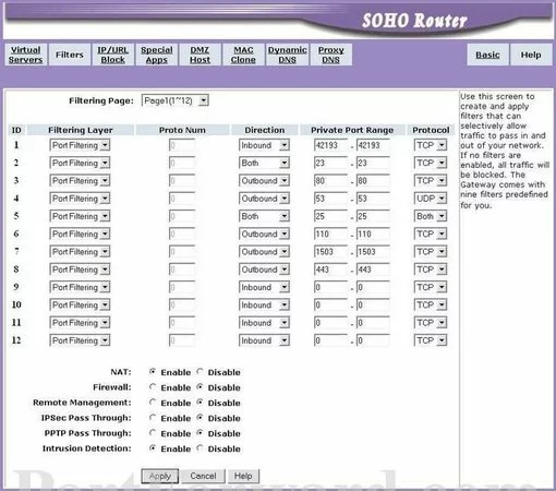 Advantek ABR241-SOHO port forward