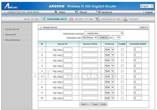 airlink101 router password factory