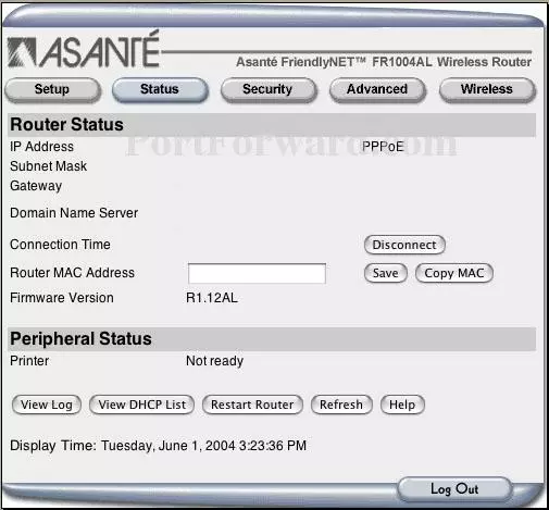 Asante FR1004ALFriendlyNet port forward