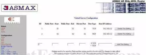 Asmax AR804u port forward