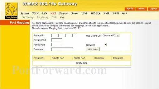 AWB Networks RG231 port forward