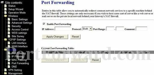 Bandridge CWN7004G port forward