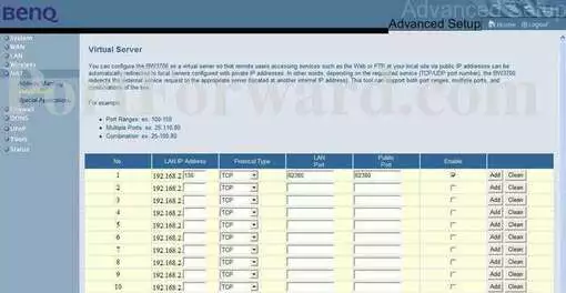 Benq BW3700 port forward
