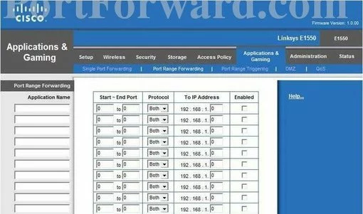 Cisco Linksys-E1550 port forward