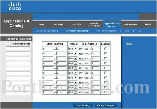 Cisco Linksys-E2100L port forward