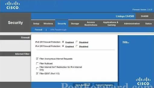 Cisco Linksys-EA4500 port forward