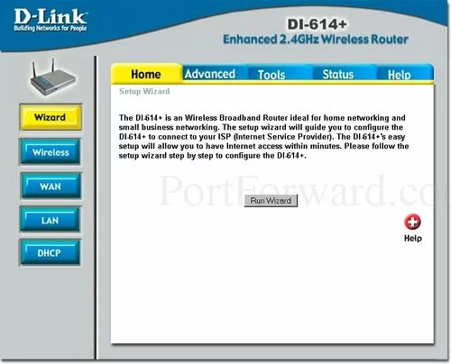 Dlink DI-614+ Setup Wizard