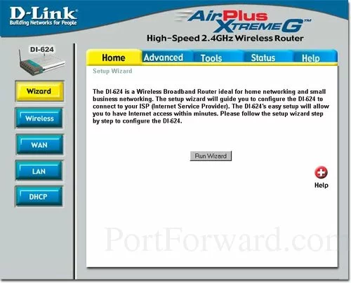 Dlink DI-624+ Setup Wizard