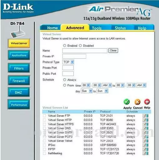 Dlink DI-784 port forward