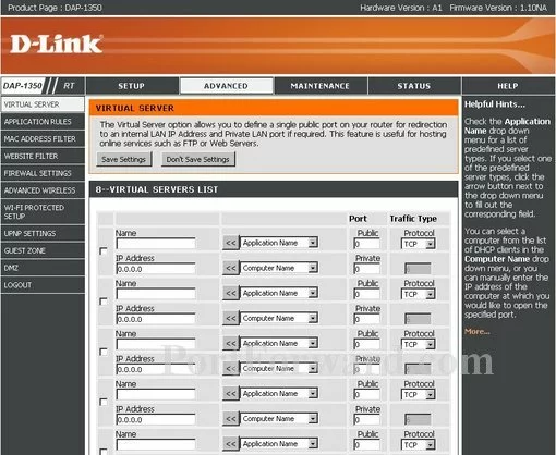 Dlink DAP-1350 port forward