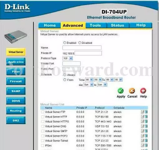 Dlink DI-704UP port forward