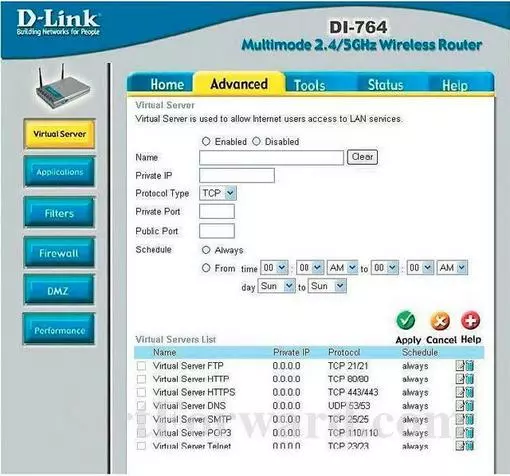 Dlink DI-764 port forward