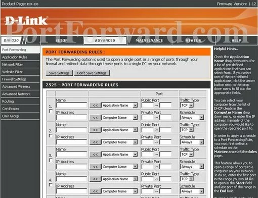 Dlink DIR-330 port forward