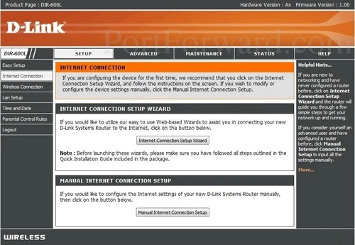 Dlink DIR-600L Internet Connection