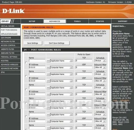 Dlink DIR-601 port forward