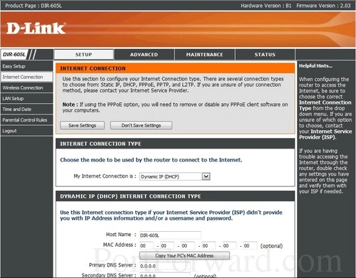 Dlink DIR-605L Internet Connection Setup