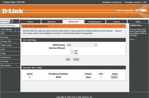 D-Link DIR-608 Access Control List