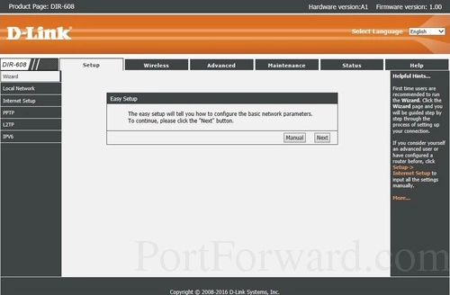 D-Link DIR-608 Setup Wizard