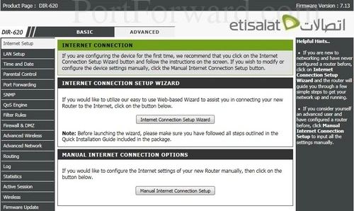 Dlink DIR-620 - Etisalat Internet Connection