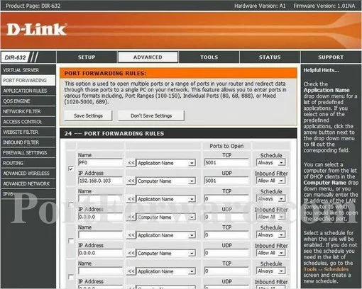 Dlink DIR-632 port forward