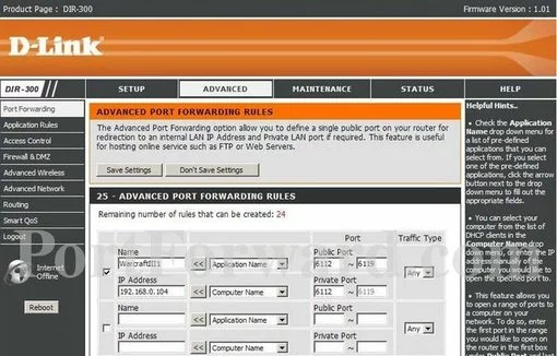 Dlink DIR-685 port forward