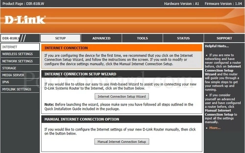 D-Link DIR-818LW Internet Setup