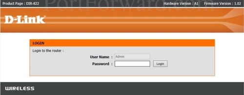D-Link DIR-822 Login