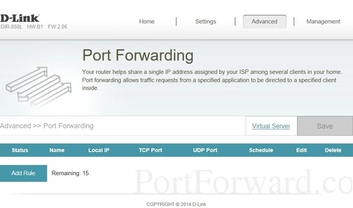 Dlink DIR-850L Port Forwarding