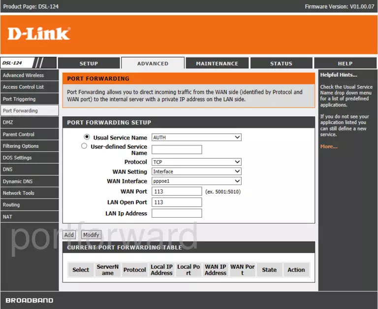 port forwarding