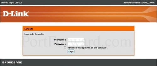 Dlink DSL-225 Login