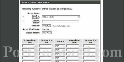 Dlink DSL-2730B port forward