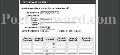 Dlink DSL-6740U port forward