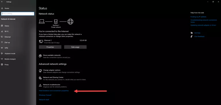 Settings menu in Windows 10