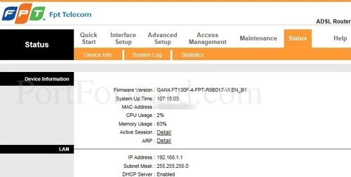 FPT Telecom FP804W Device Info