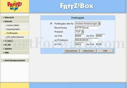 FRITZ SLv10 port forward