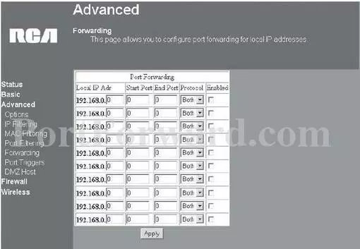 Gateway Wireless-Cable-Gateway port forward