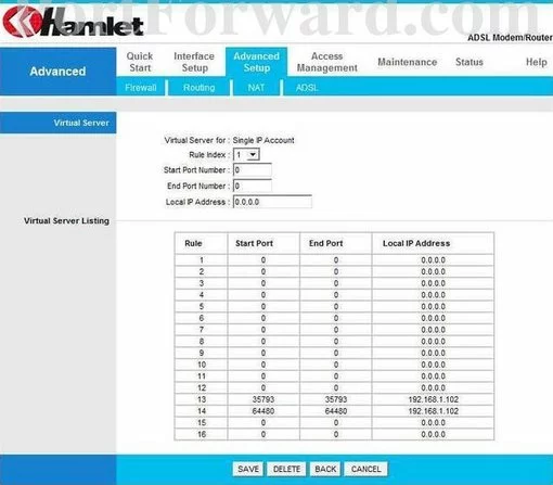 Hamlet HRDSL512W-5 port forward