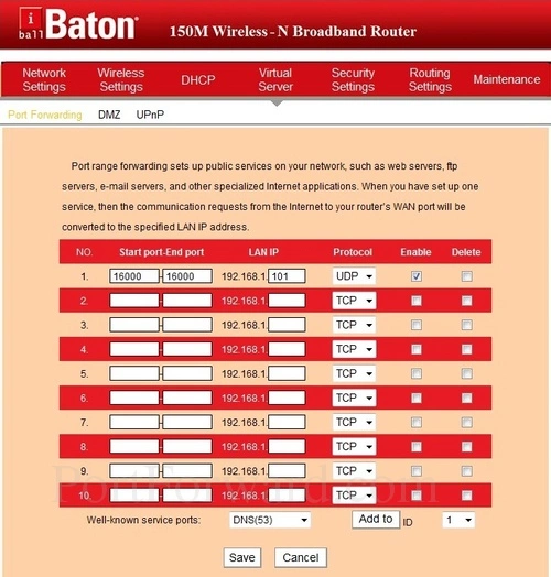 iBall iB-WRB150N Port Forwarding cropped