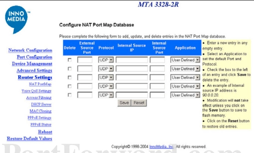 Innomedia MTA3328-2R port forward