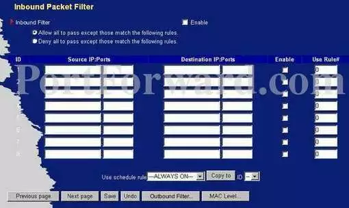 Level One FBR-1407A port forward