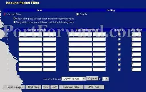 Level One WBR-3403TX port forward