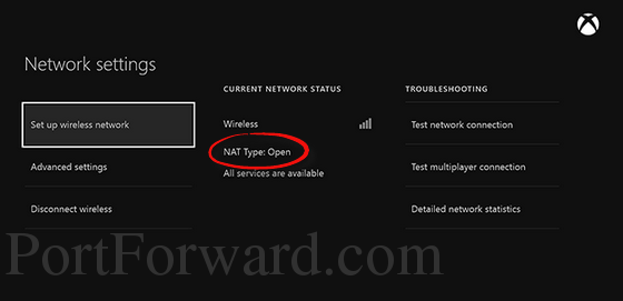 xbox one network settings open nat with arrow