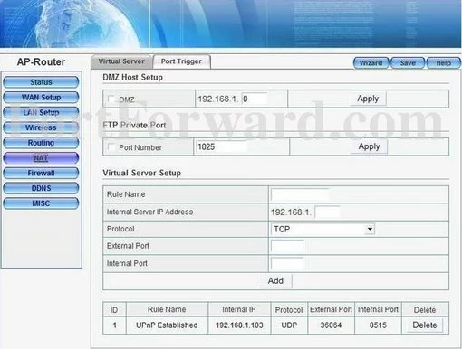 Nexxt Solutions NW230NXT15 port forward