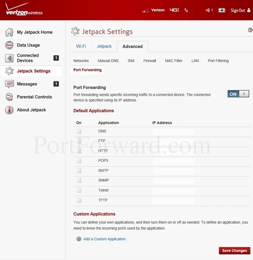 Novatel Wireless MiFi 6620L Port Forwarding