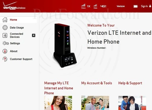 Novatel Wireless T1114 Home - Logged Out